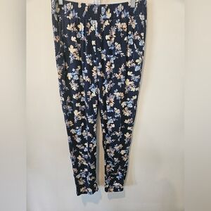JESSICA SIMPSON WOMEN'S BLUE & COLORFUL FLORAL LIGHTWEIGHT PULL-ON PANTS SIZE M
